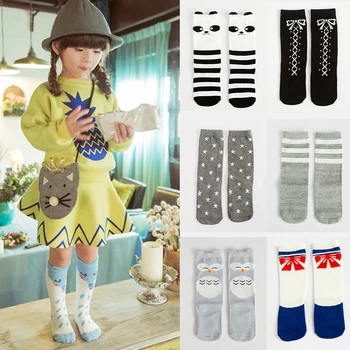 1 пара прекрасных детских носков с мультяшной лисой до колен Для мальчиков и девочек, Носки для малышей с животными, Мягкие хлопчатобумажные носки для младенцев 0-3Y