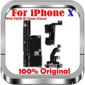 100% Оригинальная Бесплатная Материнская плата iCloud Для iPhone X С/БЕЗ FACE ID 64 ГБ 256 ГБ Для iPhoneX Logic Board Материнская плата С чипами