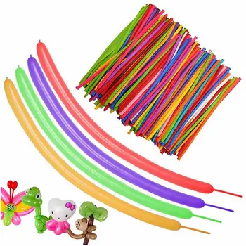 100X Разноцветных скручивающихся воздушных шаров Magic-Long Strip Latex 260Q Ballon для дня рождения, свадебного украшения, лепки животных своими руками