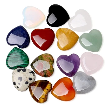 15 ШТ Натуральный камень любви кварц Прозрачный кварцевый глаз сердце Набор драгоценных камней для медитации на большом пальце 0,8 дюйма