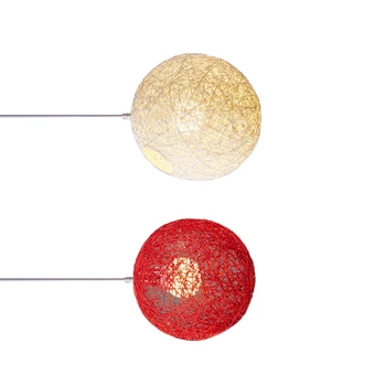 2 предмета, люстра из ротанга и пеньки, индивидуальное творчество, Сферический абажур из ротанга, белый бамбук и красный бамбук
