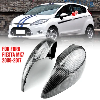 2 шт. с рисунком из углеродного волокна и яркой черной крышкой зеркала заднего вида для Ford Fiesta MK7 2008-2017