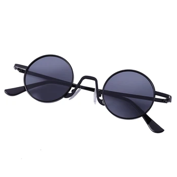 2X Круглые солнцезащитные очки Фирменный дизайн Женские Мужские солнцезащитные очки Роскошные Ретро Очки Uv400 Модные оттенки-Черный и черно-серый
