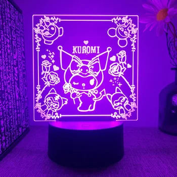 3D акриловый светодиодный ночник Dream Magic Melody kuromi 16 цветов с дистанционным управлением Украшение комнаты для девочек на День рождения Рождественский подарок
