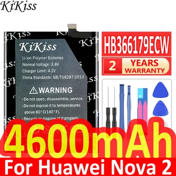4600 KiKiss Мощный аккумулятор HB366179ECW для Huawei Nova 2 Nova2 CAZ-TL00 CAZ-AL10 Аккумулятор для телефона Hua Wei Nova 2
