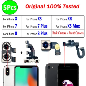 5шт, Оригинальный Протестированный Гибкий Кабель Модуля Задней Камеры + Замена Модуля Фронтальной Камеры Для iPhone 7 8 Plus X XR XS Max