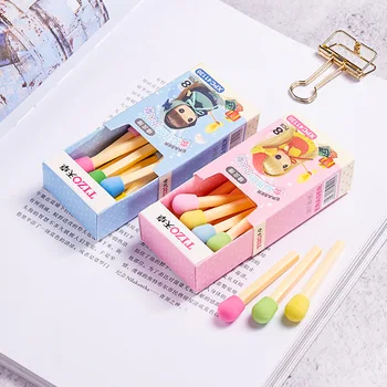 8 шт. /компл. Милый карандаш-ластик в форме спичек Kawaii, Милые цветные ластики для детей, Подарочные школьные канцелярские принадлежности для студентов