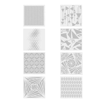 8X Многофункциональных трафаретов в виде мандалы, шаблонов геометрических рисунков для проекта 