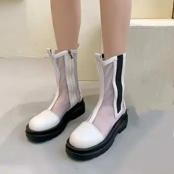 BCEBYL Boots Женские летние новые сандалии с дышащей сеткой, ботильоны в сеточку, босоножки на платформе, модные сандалии