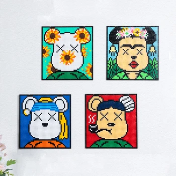 Bearbrick Micro Building Blocks COS Знаменитые Картины DIY Assembly Медведь Алмазные Кирпичные Фигурки Игрушки Для Детей Рождественский Подарок
