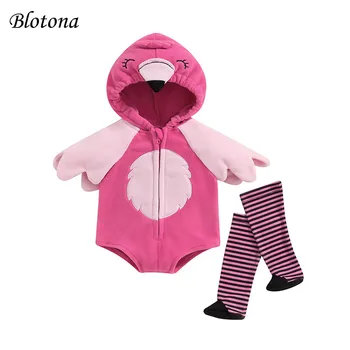 Blotona/ Комплект одежды из 2 предметов для маленьких девочек с рисунком птички, длинными рукавами, капюшоном, на молнии, с крыльями и носками, милая одежда для младенцев 0-24 м