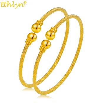 Ethlyn 2 шт./лот, Очаровательные Однотонные браслеты золотого цвета, наборы браслетов для дам, Женские подарки, ювелирные изделия MY61