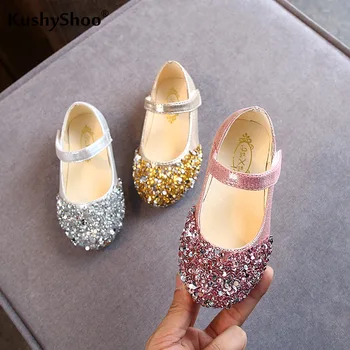 KushyShoo / Новинка Весны 2021 года; Детская Обувь; Обувь Принцессы Для девочек; Блестящая Детская Танцевальная Обувь; Повседневные Сандалии Для Маленьких Девочек