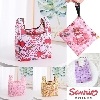 Sanrio Hello Kitty Tote Мультфильм Аниме Складная хозяйственная сумка Многоразовая сумка для хранения Сумка большой емкости Милые Эко Продуктовые сумки