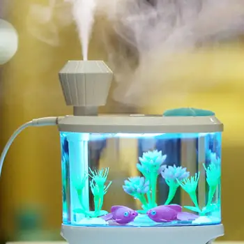 USB-увлажнитель воздуха для аквариума объемом 460 мл для дома, ультразвуковой настольный туманообразователь с красочными ночными лампами, мини-офисный очиститель воздуха