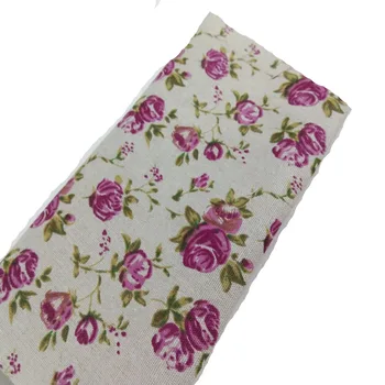 Винтажная хлопчатобумажная льняная ткань Zakka 48x145 см с цветочным принтом розы Хлопчатобумажная льняная ткань DIY