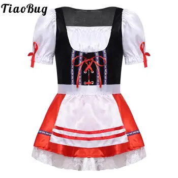 Детский костюм на Октоберфест для девочек, костюм Баварской пивной горничной, косплей, детское кружевное платье с пышными рукавами, маскарадный костюм для вечеринки в честь Хэллоуина