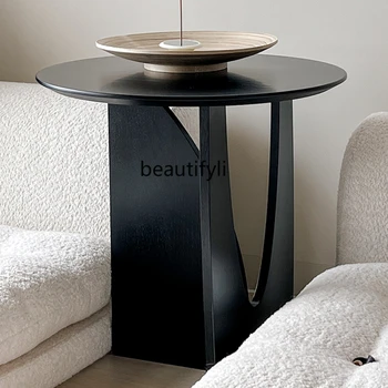 Диван из массива дерева в скандинавском стиле, Приставной столик, Журнальный столик, Прикроватный Столик, Маленький круглый столик Для домашней гостиной, Современный Минималистичный