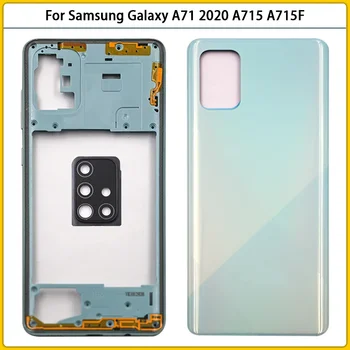 Для Galaxy A71 2020 A715 A715F Пластиковая Средняя Рамка Шасси Задняя Крышка Батарейного Отсека Корпус Дверца Объектива Камеры Клей