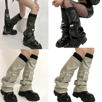 Женские гетры из искусственной кожи, носки с длинными рукавами, теплые носки для взрослых девочек, повседневная уличная одежда для вечеринок T8NB