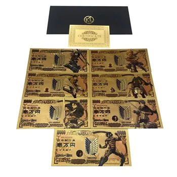 Келин 7 Разрабатывает Проект Attack On Titan S-N-K Эрен Титан Леви Аккерман Золотые Банкноты Билеты на Горячие Японские Аниме для коллекции
