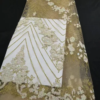 Кремовый цвет, апрель 2023, Свадебный тюль с блестками, Приклеенный блеск, Кружевная ткань от Кутюр для вечеринки, платье для распиливания