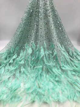 Кружевная модная Африканская сетчатая кружевная ткань с высококачественными блестками Французская кружевная ткань с 3D аппликацией Сетчатое кружево для свадебного шитья
