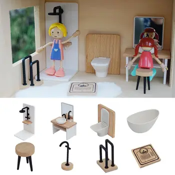 Кукольный Домик В масштабе 1:12 Миниатюрная Мебель Детские Игрушки Куклы Аксессуары Мини-Мебель Многоцветный Игровой Дом Украшения Для Ванной комнаты