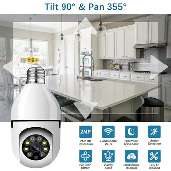 Лампа E27 4-кратный Wifi Цифровой Зум Камера видеонаблюдения Ночного Видения Полноцветная Автоматическое Отслеживание человека