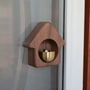 Магнитный дизайн Всасывающий дверной звонок из массива дерева, простой в установке, ветряной звонок в форме дома высокого класса