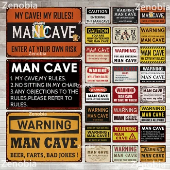Металлическая вывеска Zenobia Decor Man Cave Винтажная Жестяная вывеска Забавное предупреждение Мои Правила Предостережение для декора стен игровой комнаты Bar Pub Club Man Cave