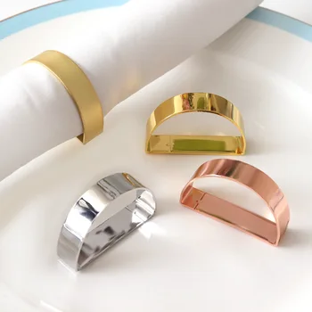 Металлическое кольцо для салфеток с гальваническим покрытием D-образной формы, креативное полукруглое Кольцо для салфеток, Модная железная пряжка для салфеток.