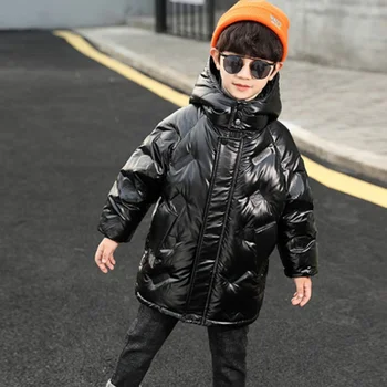 Пальто для мальчиков, куртка, хлопковая ветровка, 2024, серебристая, теплая, плюс утепленная, весна-осень, высококачественная детская одежда