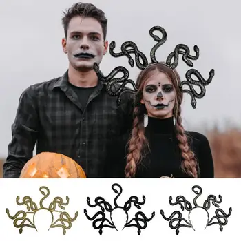 Повязка на голову на Хэллоуин, обруч для волос в форме Медузы, Изогнутой Змеи, головной убор для Рейв-вечеринки, повязка для волос, реквизит для косплея, Унисекс