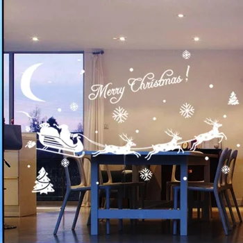 Популярные рождественские украшения наклейки на окна Домашний декор наклейки на окна Рождественское украшение дома