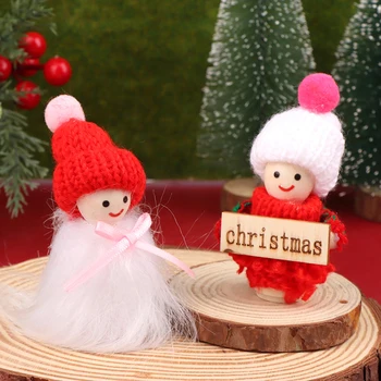 Рождественская вязаная шапка, кукольные украшения, милый мальчик, девочка, кукольный дом, Рождественский декор для рабочего стола, подарки для новогодней вечеринки