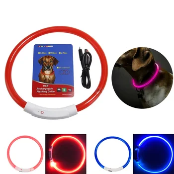 Светодиодный светящийся ошейник для собак USB-перезаряжаемый ошейник для домашних животных с 3 режимами светодиодной подсветки, регулируемый для аксессуаров для домашних собак