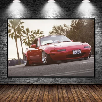 Суперкар Mazda MX-5 Широкофюзеляжный Hot Rod Плакаты с классическими автомобилями, принты на холсте, настенные художественные картины для домашнего декора в гостиной Без рамы