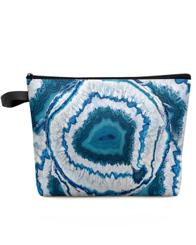 Текстура ретро-агата синего цвета, дорожная косметичка большой емкости, Переносная сумка для хранения макияжа, женский Водонепроницаемый пенал