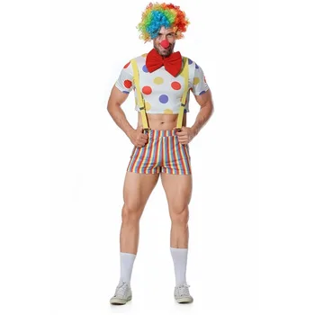 Хэллоуин Взрослый Забавный Цирковой костюм Клоуна Мужчины Озорные Костюмы Джокера Волшебное представление Маскарадный костюм