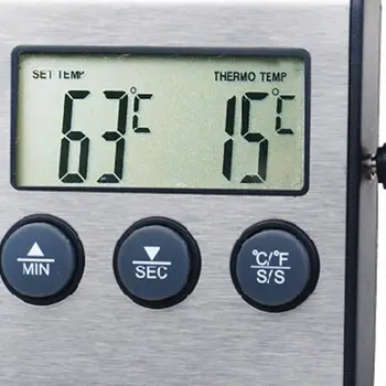 Цифровой кухонный термометр с ЖК-дисплеем, сигнализация с длинным зондом для приготовления пищи в духовке-гриль Y98E