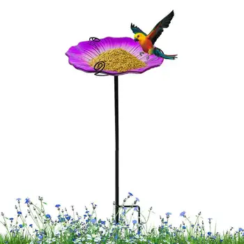 Чаша для купания птиц с кольцом в форме цветка, съемная подставка, лоток для кормления птиц с кольцом для внутреннего дворика на открытом воздухе