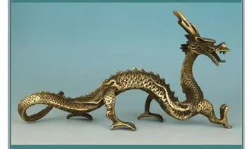 Чистая медь Бронза позолота Со вкусом китайская Старинная Китайская коллекция старой бронзы ручной работы Резная статуя дракона Декор
