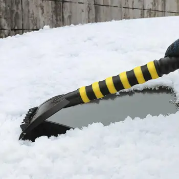 Щетка для уборки снега с высокой плотностью щетины, эффективная автомобильная щетка для уборки снега, скребок для льда со съемной длинной ручкой, губчатый захват с высокой степенью защиты для авто